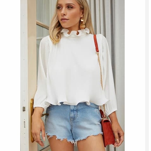 Forever 21 Tops - Ruffle Collar Mock Neck Top